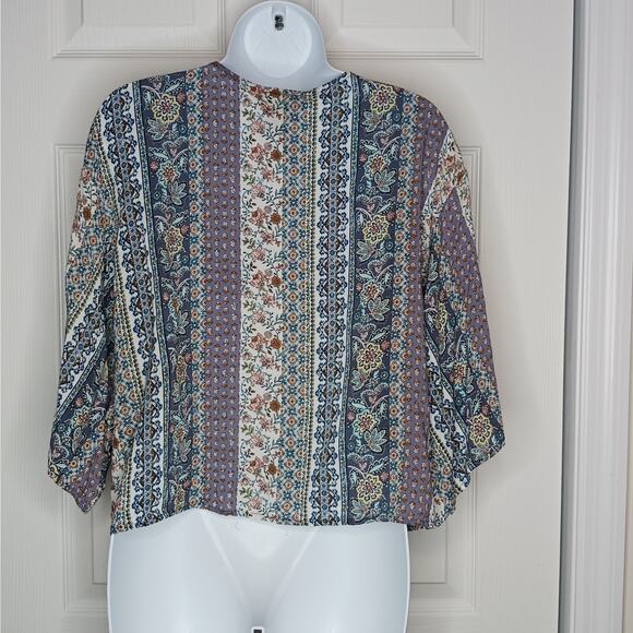 Just Polly Floral Boho Tie Top Sz Small NWOT - Picture 6 of 9